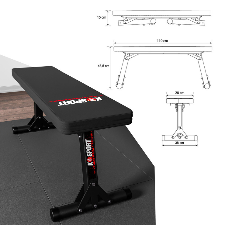 ŁAWKA Treningowa PROSTA składana DO WYCISKANIA, POD SZTANGĘ, MAX 175 KG KSH024