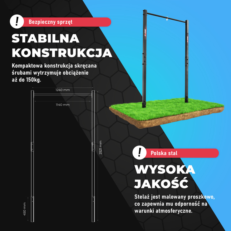 Drążek do ćwiczeń podciągania zewnętrzny OGRODOWY street workout KSOZ001 