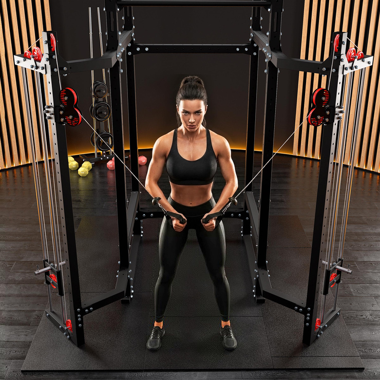 Klatka wolnostojąca FULL POWER RACK SEMI-PRO wielofunkcyjna do ćwiczeń Z BRAMĄ KSG033