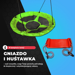 Huśtawka ogrodowa z drabinką podwójna i zjeżdżalnia bocianie gniazdo KSOZ020