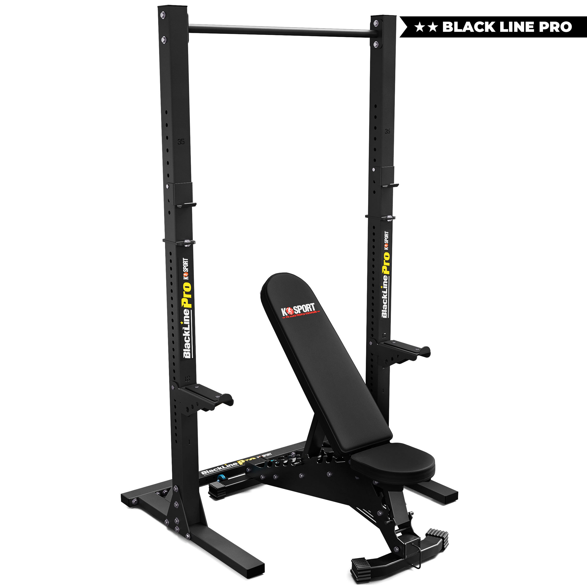 K-Sport Polska: PÓŁPROFESJONALNY Zestaw ŁAWKA + drążek do podciągania RACK Stojaki do ćwiczeń KSG013