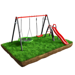 Modułowa huśtawka ogrodowa ze zjeżdżalnią bocianie gniazdo KSOZ021