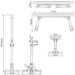 ZESTAW KSH076 STOJAKI (2SZT) TRENINGOWE DO WYCISKANIA + ŁAWKA SKŁADANA