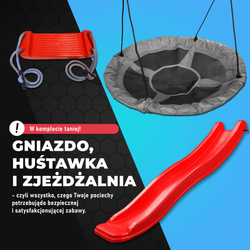 Modułowa huśtawka ogrodowa ze zjeżdżalnią bocianie gniazdo KSOZ021