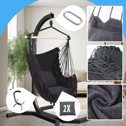 STELAŻ KOKON KRZESŁO Brazylijskie BOHO, SZARY / GRAFIT Wygodne, FOTEL WISZĄCY   KSOZ025C