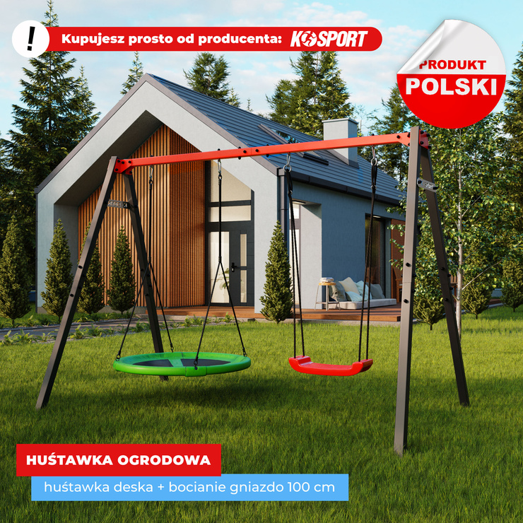 HUŚTAWKA OGRODOWA dla dzieci BOCIANIE GNIAZDO STELAŻ podwójny  Super Fun