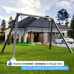 WZMOCNIONA HUŚTAWKA OGRODOWA PREMIUM dla dzieci BOCIANIE GNIAZDO STELAŻ podwójny PKS001