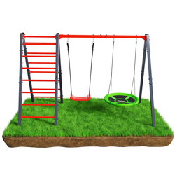 Huśtawka ogrodowa z drabinką podwójna mieszcząca bocianie gniazdo i huśtawkę KSOZ030 