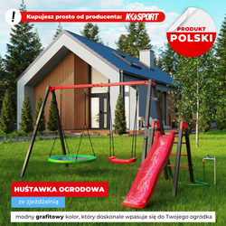 Modułowa huśtawka ogrodowa ze zjeżdżalnią bocianie gniazdo KSOZ021