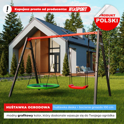 HUŚTAWKA OGRODOWA dla dzieci BOCIANIE GNIAZDO STELAŻ podwójny  Super Fun