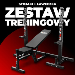 ZESTAW KSSL203 STOJAKI TRENINGOWE DO WYCISKANIA + ŁAWKA REGULOWANA
