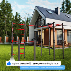 Drążek stacjonarny Ogrodowy zewnętrzny z poręczami, drabinką pionową i poziomą KSOZ006