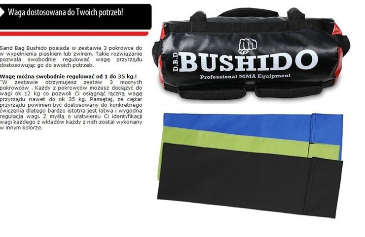 SANDBAG BUSHIDO, SAND BAG, FITNESS 35 KG