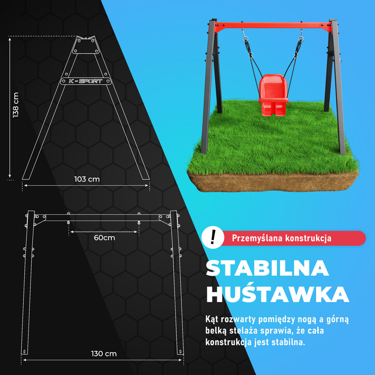 MINI METALOWY STELAŻ + HUŚTAWKA KUBEŁKOWA K-SPORT KSOZ023 SUPER FUN