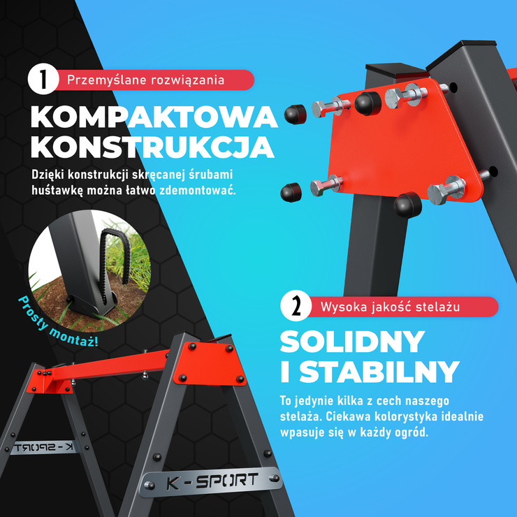 MINI METALOWY STELAŻ + HUŚTAWKA KUBEŁKOWA K-SPORT KSOZ023 SUPER FUN