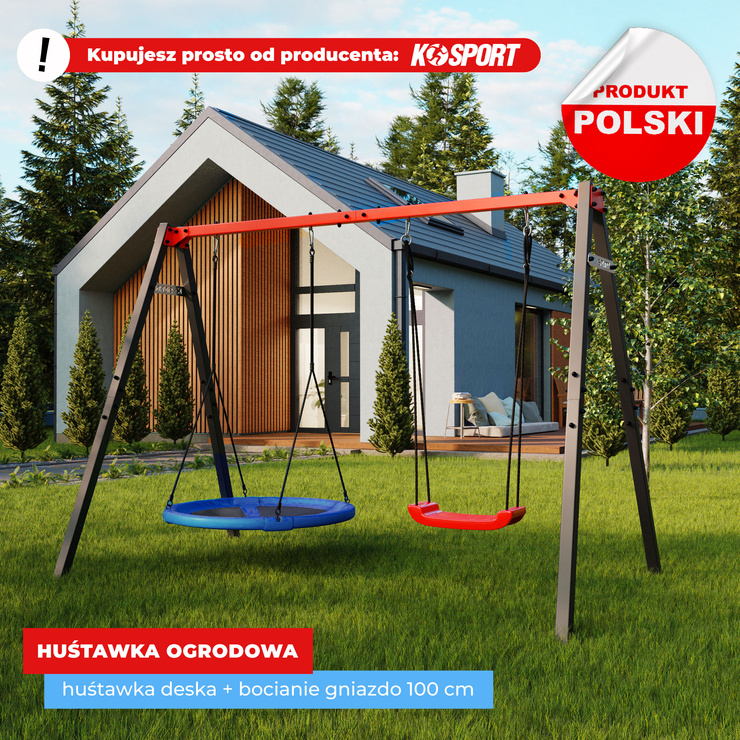 HUŚTAWKA OGRODOWA dla dzieci BOCIANIE GNIAZDO STELAŻ podwójny Super Fun
