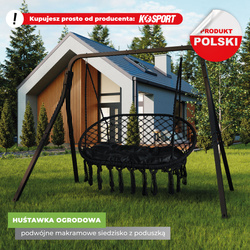 Huśtawka ogrodowa dwuosobowa makramowe siedzisko z poduszką KSOZ028