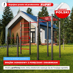Drążek stacjonarny Ogrodowy zewnętrzny z poręczami, drabinką pionową i poziomą KSOZ006