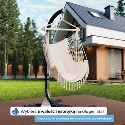 STELAŻ KOKON KRZESŁO Brazylijskie BEŻOWE BOHO Wygodne, FOTEL WISZĄCY  KSOZ025C