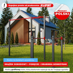 Drążek ogrodowy stacjonarny zewnętrzny + poręcze drabinką MONKEYBAR-street workout  KSOZ005
