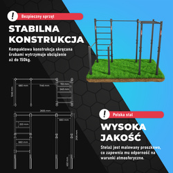 Drążek stacjonarny Ogrodowy zewnętrzny z poręczami, drabinką pionową i poziomą KSOZ006