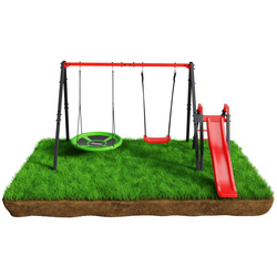 Modułowa huśtawka ogrodowa ze zjeżdżalnią bocianie gniazdo KSOZ021