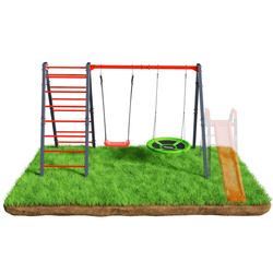 Huśtawka ogrodowa z drabinką podwójna mieszcząca bocianie gniazdo i huśtawkę KSOZ030 