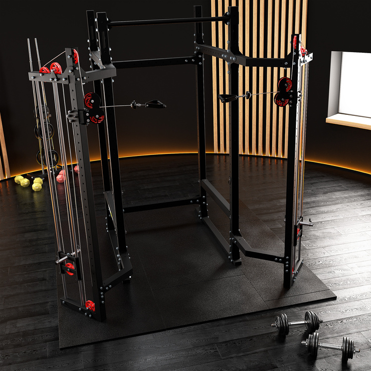 Klatka wolnostojąca FULL POWER RACK SEMI-PRO wielofunkcyjna do ćwiczeń Z BRAMĄ KSG033