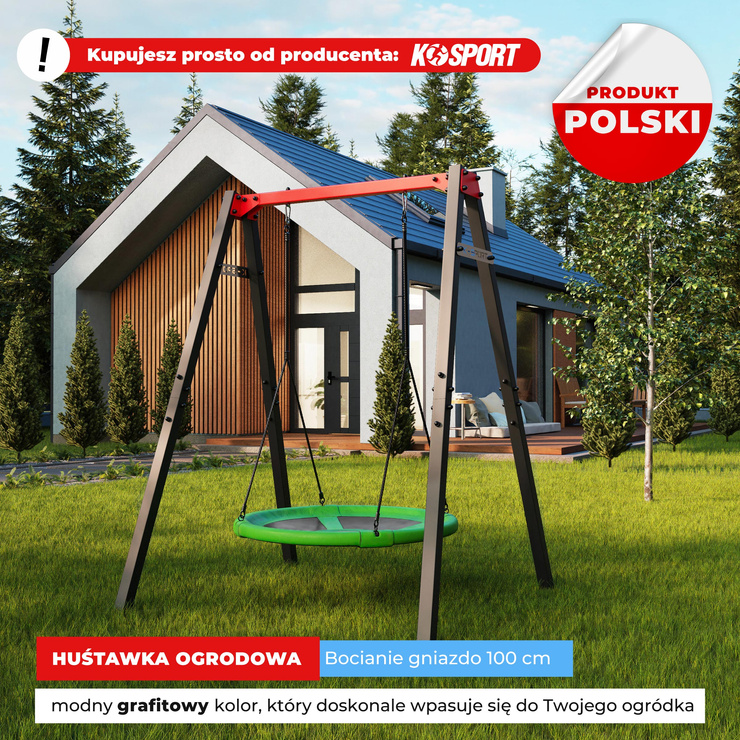 HUŚTAWKA OGRODOWA dla dzieci BOCIANIE GNIAZDO STELAŻ  KSOZ016 MAX FUN