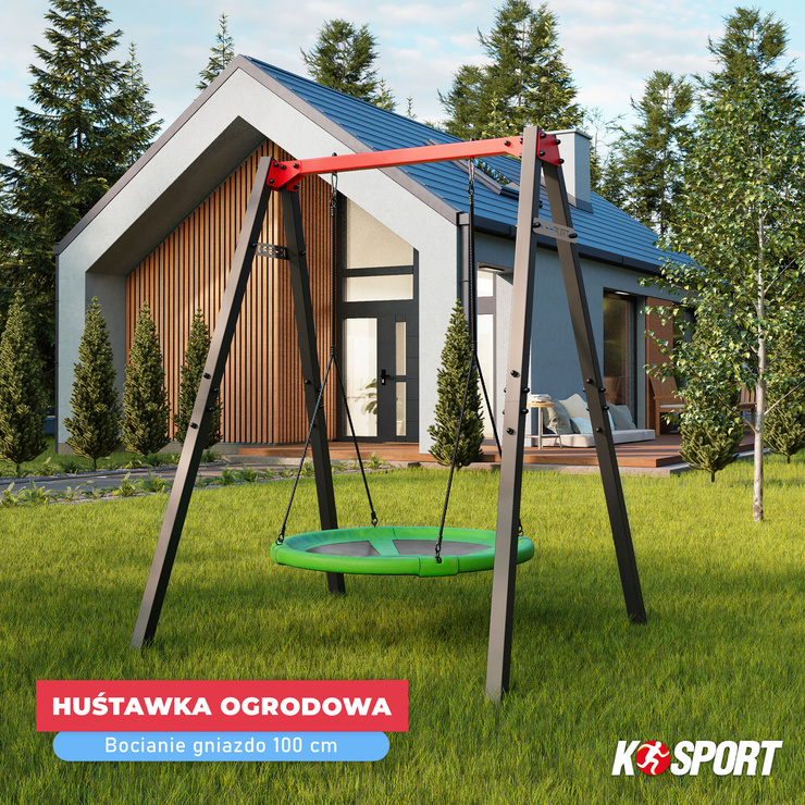 HUŚTAWKA OGRODOWA dla dzieci BOCIANIE GNIAZDO STELAŻ  KSOZ016 MAX FUN