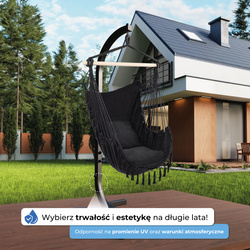 STELAŻ KOKON KRZESŁO Brazylijskie BOHO, SZARY / GRAFIT Wygodne, FOTEL WISZĄCY   KSOZ025C