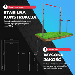 Drążek+poręcze do podciągania zewnętrzny ogrodowy-uchwyt na worek street workout  KSOZ002