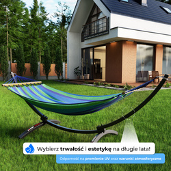 HAMAK + STELAŻ STALOWY KSOZ017 OGRODOWY DWUOSOBOWY OCYNKOWANY K-SPORT