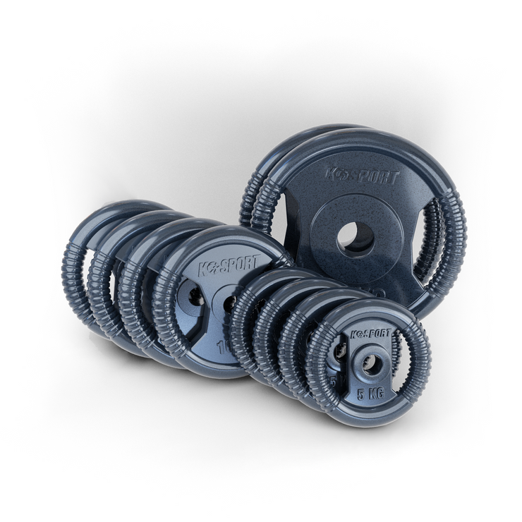Zestaw obciążeń żeliwnych 100kg: 2 x 20 kg, 4 x 10 kg, 4 x 5 kg K-SPORT