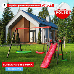 Modułowa huśtawka ogrodowa ze zjeżdżalnią bocianie gniazdo KSOZ021