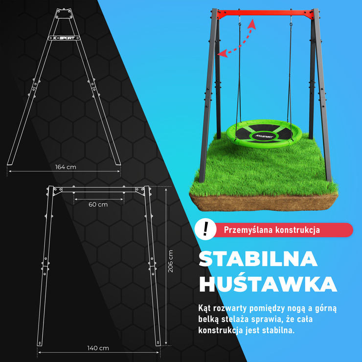 HUŚTAWKA OGRODOWA dla dzieci BOCIANIE GNIAZDO STELAŻ  KSOZ016 MAX FUN