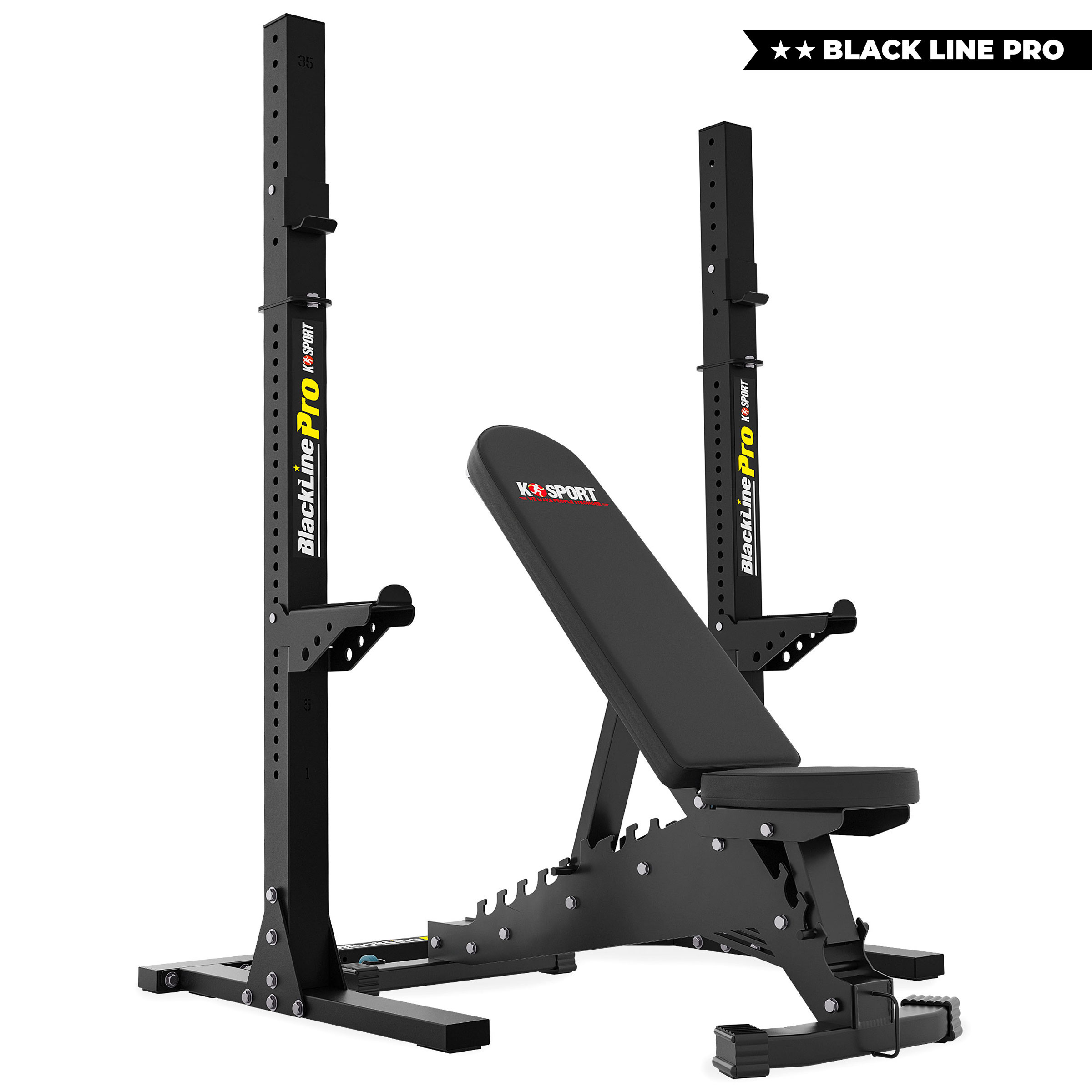 K-Sport Polska: PÓŁPROFESJONALNY Zestaw ŁAWKA + RACK Stojaki do ćwiczeń KSG006