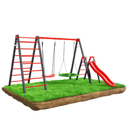 Huśtawka ogrodowa z drabinką podwójna i zjeżdżalnia bocianie gniazdo KSOZ020