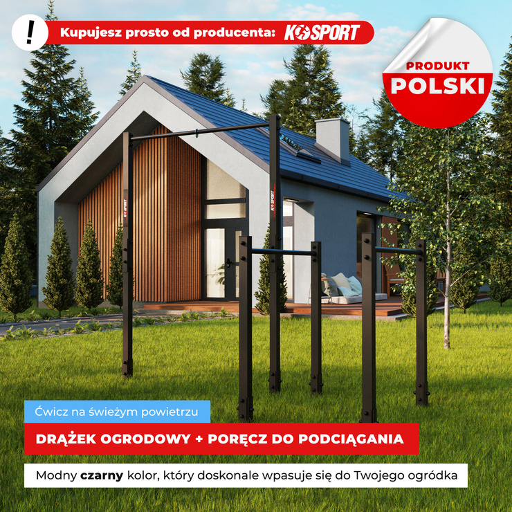 Drążek+Poręcz zewnętrzny do podciągania +uchwyt na worek Ogrodowy-street workout KSOZ004