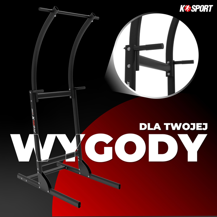 Poręcze do ćwiczeń brzucha dipów drążek do podciągania stacjonarny K-SPORT MFX004