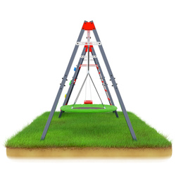 Huśtawka ogrodowa ze ścianką i liną wspinaczkową podwójna mieszcząca bocianie gniazdo i huśtawkę KSOZ014S 