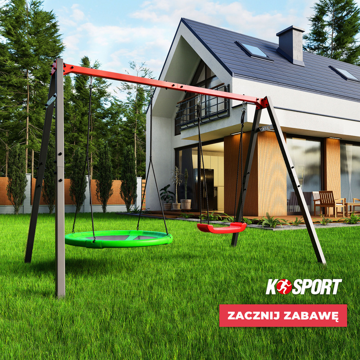 HUŚTAWKA OGRODOWA dla dzieci BOCIANIE GNIAZDO STELAŻ podwójny  Super Fun