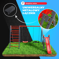 Huśtawka ogrodowa z drabinką podwójna i zjeżdżalnia bocianie gniazdo KSOZ020