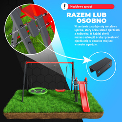 Modułowa huśtawka ogrodowa ze zjeżdżalnią bocianie gniazdo KSOZ021