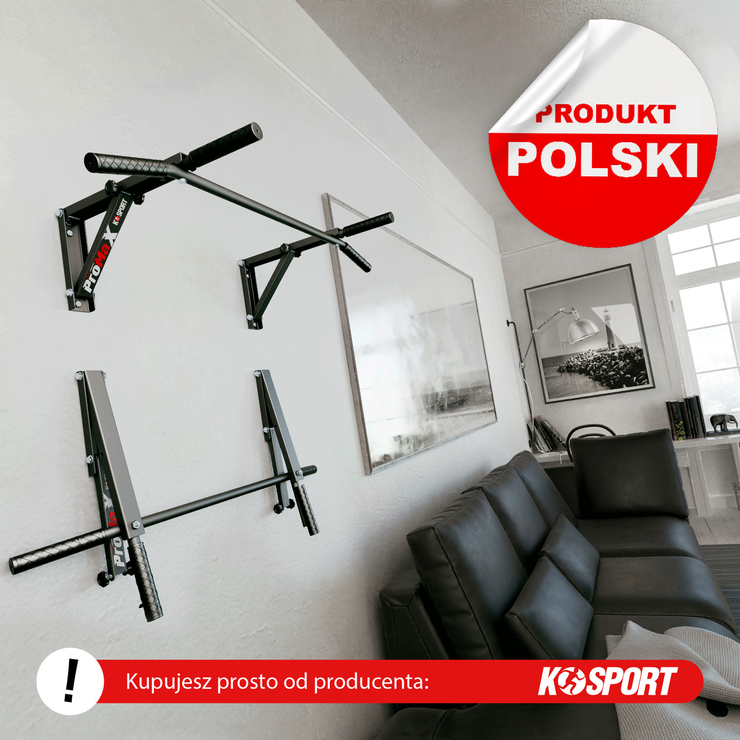 DRĄŻEK TRENINGOWY DO ĆWICZEŃ PODCIAGANIA ŚCIENNY KSSL124 SKŁADANY