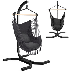 STELAŻ KOKON KRZESŁO Brazylijskie BOHO, SZARY / GRAFIT Wygodne, FOTEL WISZĄCY   KSOZ025C