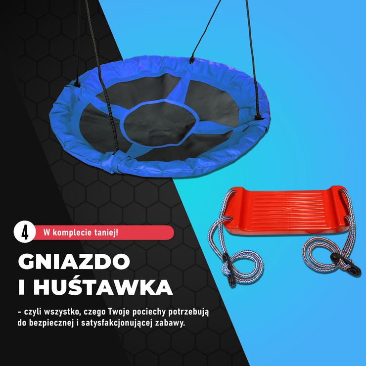 HUŚTAWKA OGRODOWA dla dzieci BOCIANIE GNIAZDO STELAŻ podwójny Super Fun