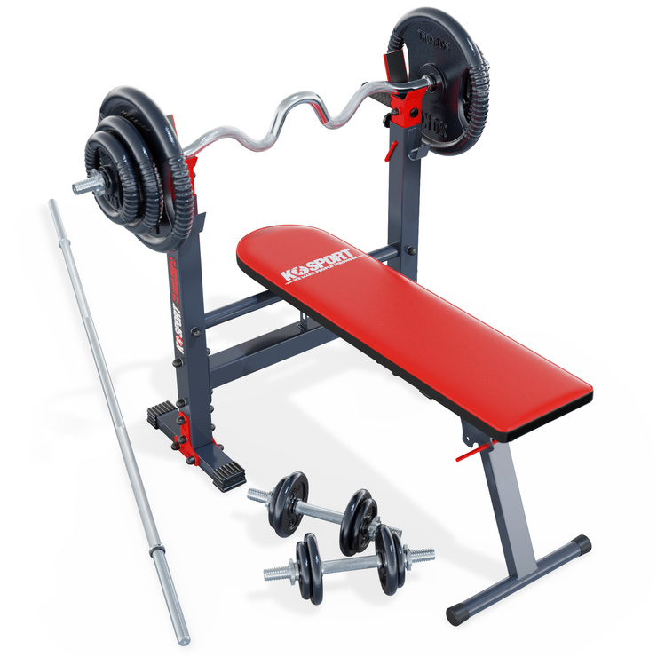 Zestaw KSSL112 Ławeczka + Sztangi + Obciążenia 95kg