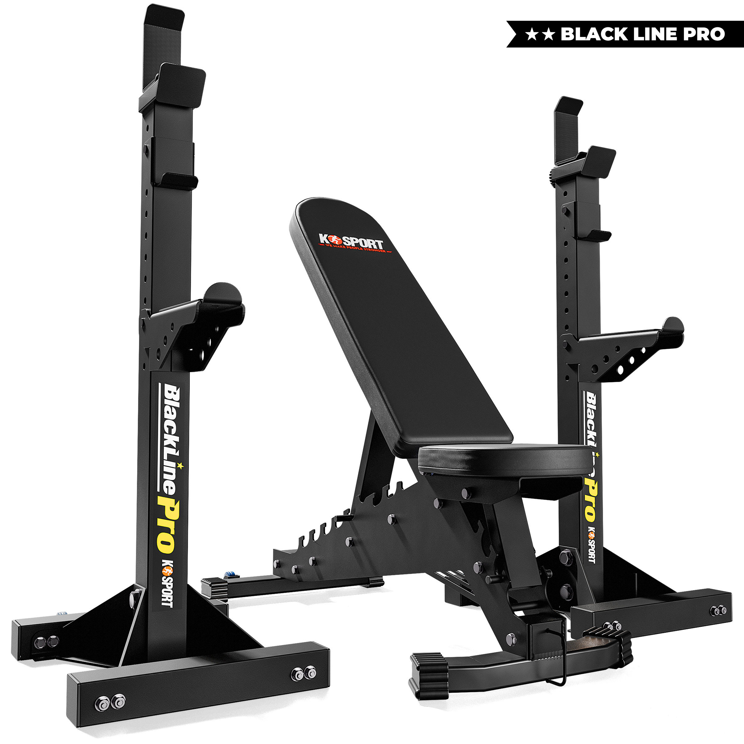K-Sport Polska: PÓŁPROFESJONALNY Zestaw ŁAWKA + Stojaki do ćwiczeń KSG018