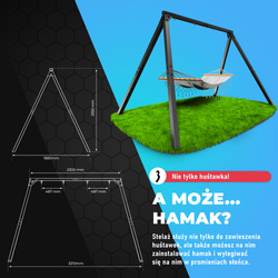 WZMOCNIONA HUŚTAWKA OGRODOWA PREMIUM dla dzieci BOCIANIE GNIAZDO STELAŻ podwójny PKS001